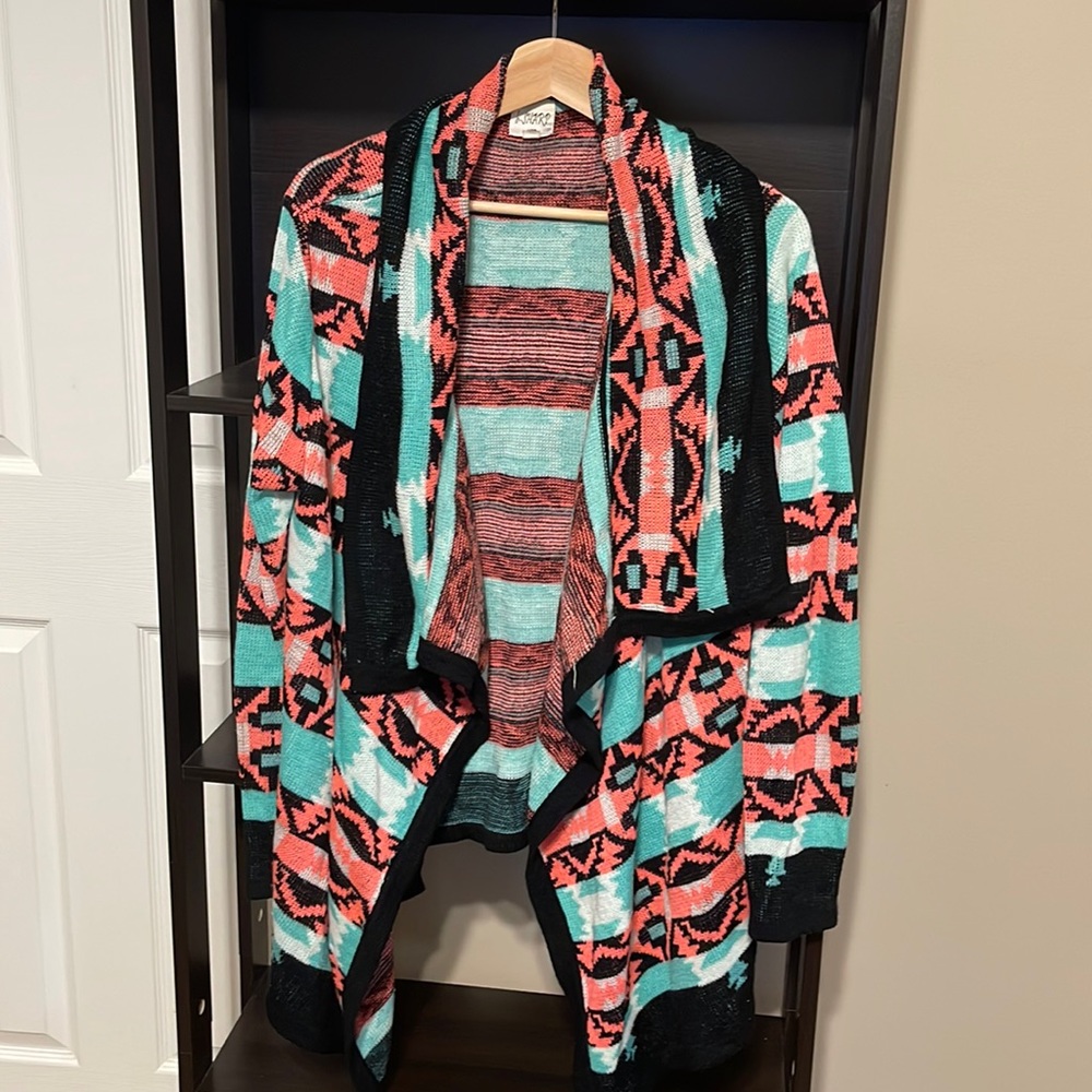 Cardigan Western Print Sweater